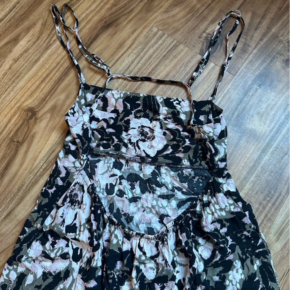 Free People Black and White Floral Mini Dress